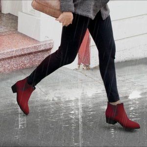 BETABRAND Tennis Western Ankle Boots Ruby Red